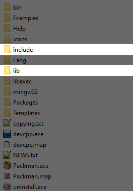 DevCPP folders
